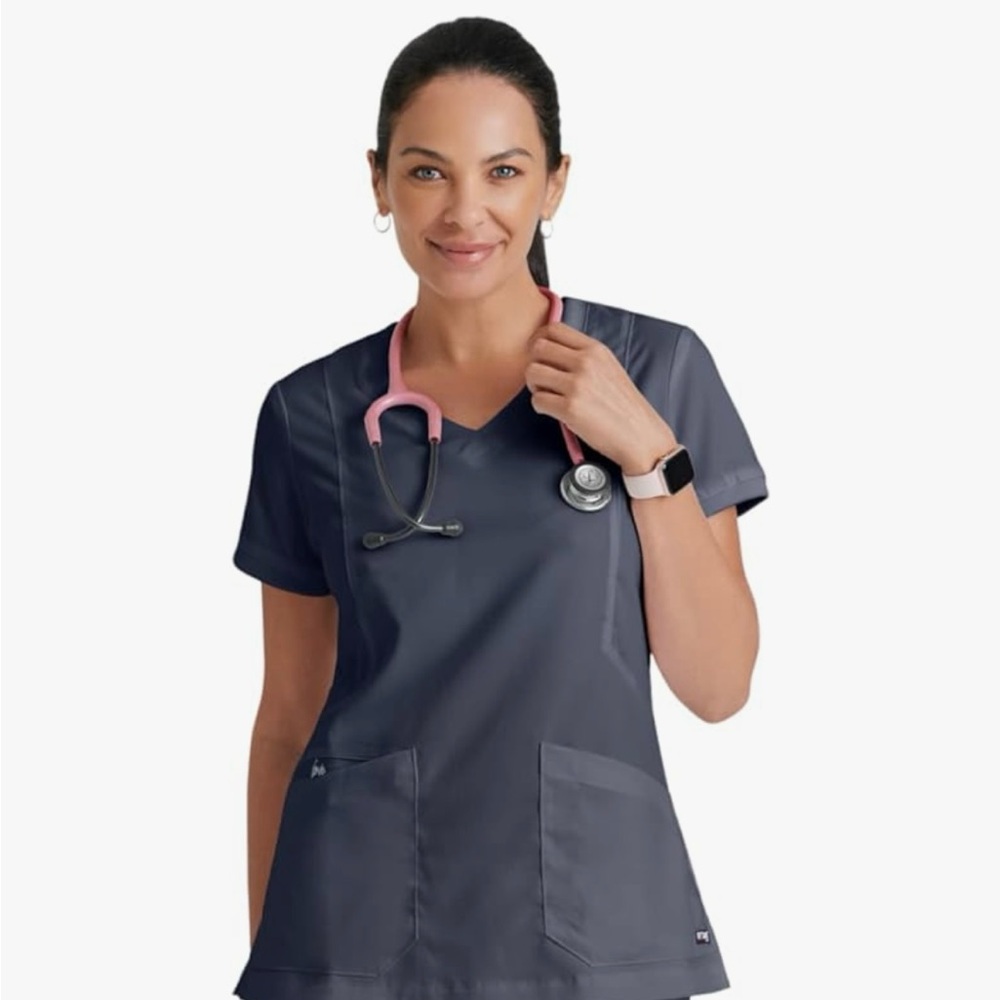 Grey's Anatomy Charcoal V-Neck Scrub Top